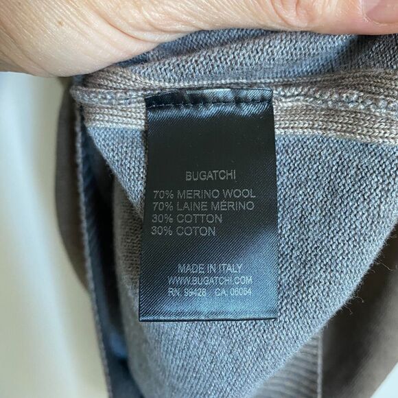 Bugatchi  Merino Wool Sweater Mens M Brown Crewneck Pullover Made Italy Designer - Picture 8 of 8